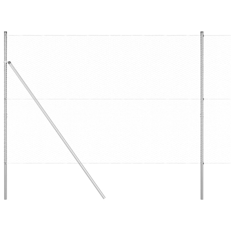 vidaXL Kerítés oszlopokkal Ezüst 1.5 x 10 m PVC-bevonatos acél