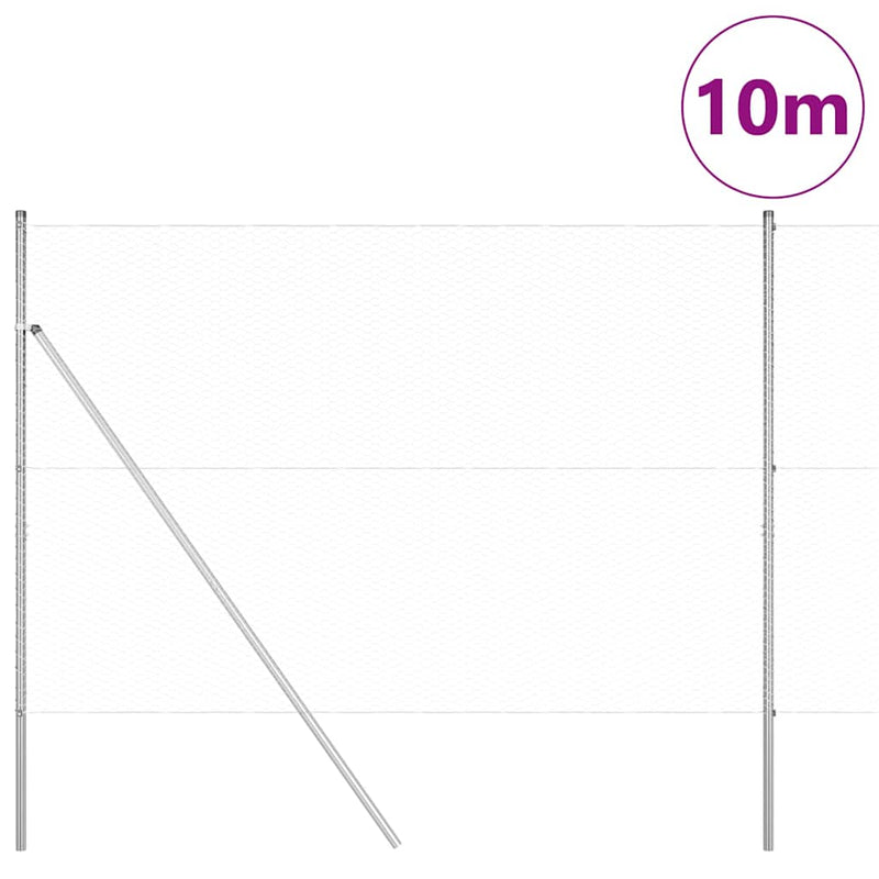 vidaXL Kerítés oszlopokkal Ezüst 1.5 x 10 m PVC-bevonatos acél