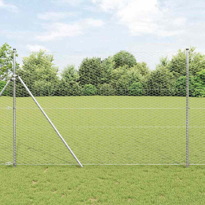 vidaXL Kerítés oszlopokkal Ezüst 1.5 x 10 m PVC-bevonatos acél
