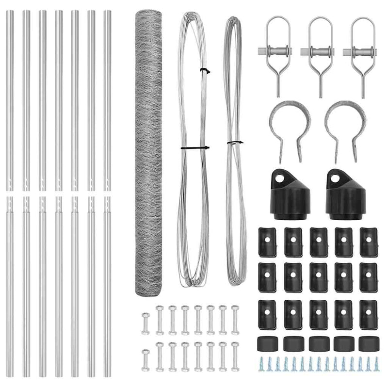 vidaXL Kerítés oszlopokkal Ezüst 1.5 x 10 m PVC-bevonatos acél