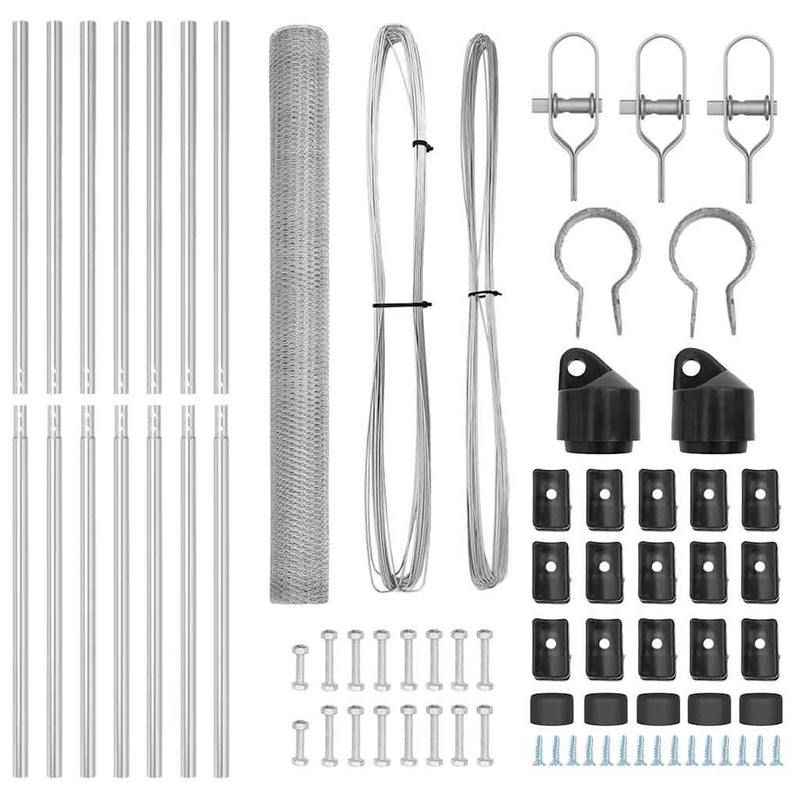 vidaXL Kerítés oszlopokkal Ezüst 1.6 x 10 m PVC-bevonatos acél