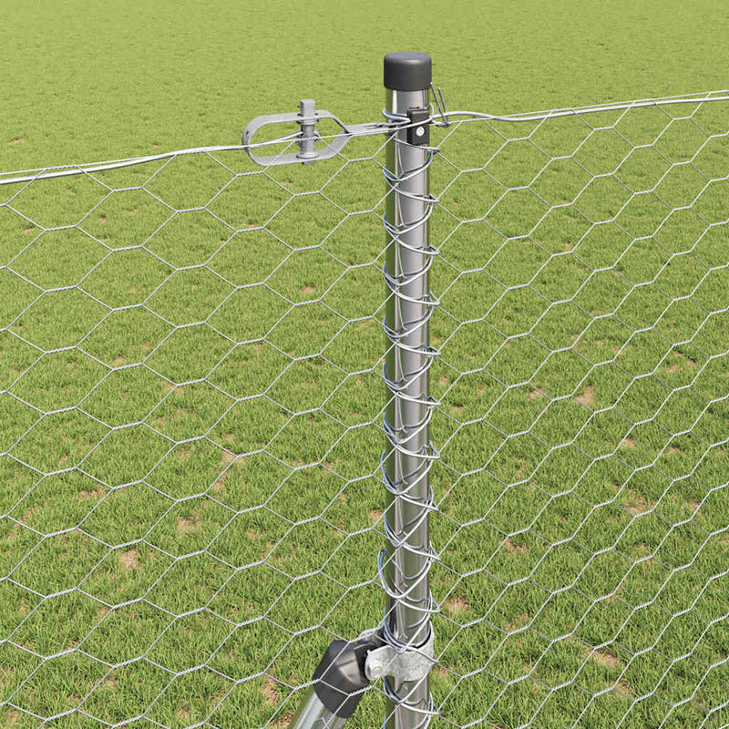 vidaXL Kerítés oszlopokkal Ezüst 1.6 x 10 m PVC-bevonatos acél