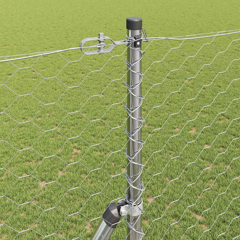 vidaXL Kerítés oszlopokkal Ezüst 1.6 x 10 m PVC-bevonatos acél