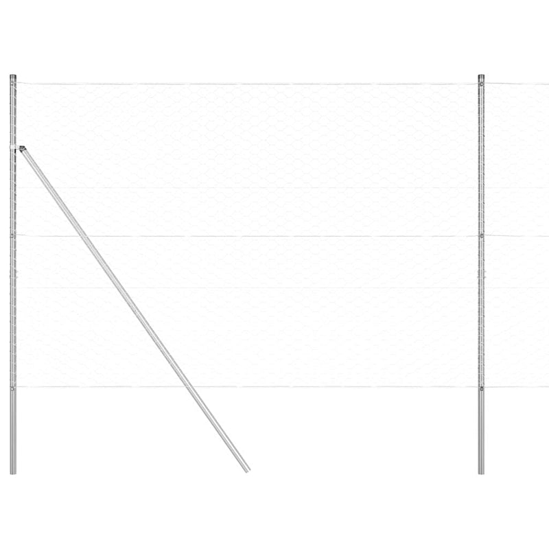 vidaXL Kerítés oszlopokkal Ezüst 1.6 x 10 m PVC-bevonatos acél