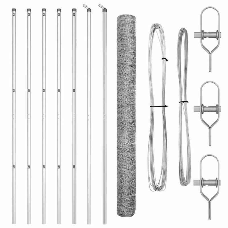 vidaXL Kerítés oszlopokkal Ezüst 1.6 x 10 m PVC-bevonatos acél