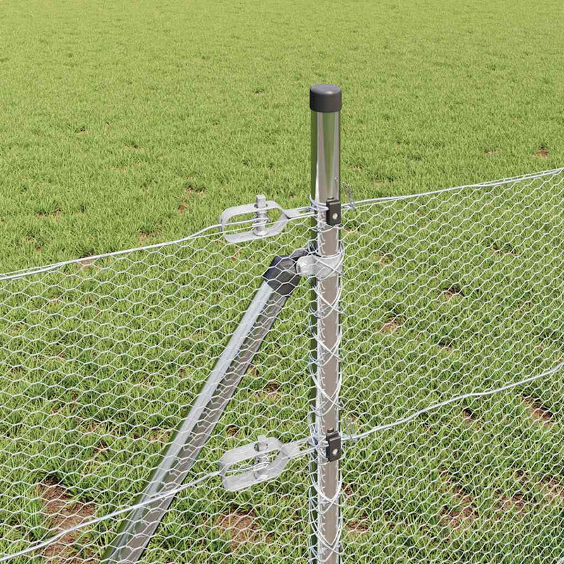 vidaXL Kerítés oszlopokkal Ezüst 0,6 x 25 m PVC-bevonatos acél