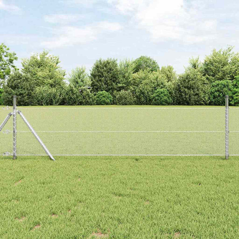 vidaXL Kerítés oszlopokkal Ezüst 0,6 x 25 m PVC-bevonatos acél