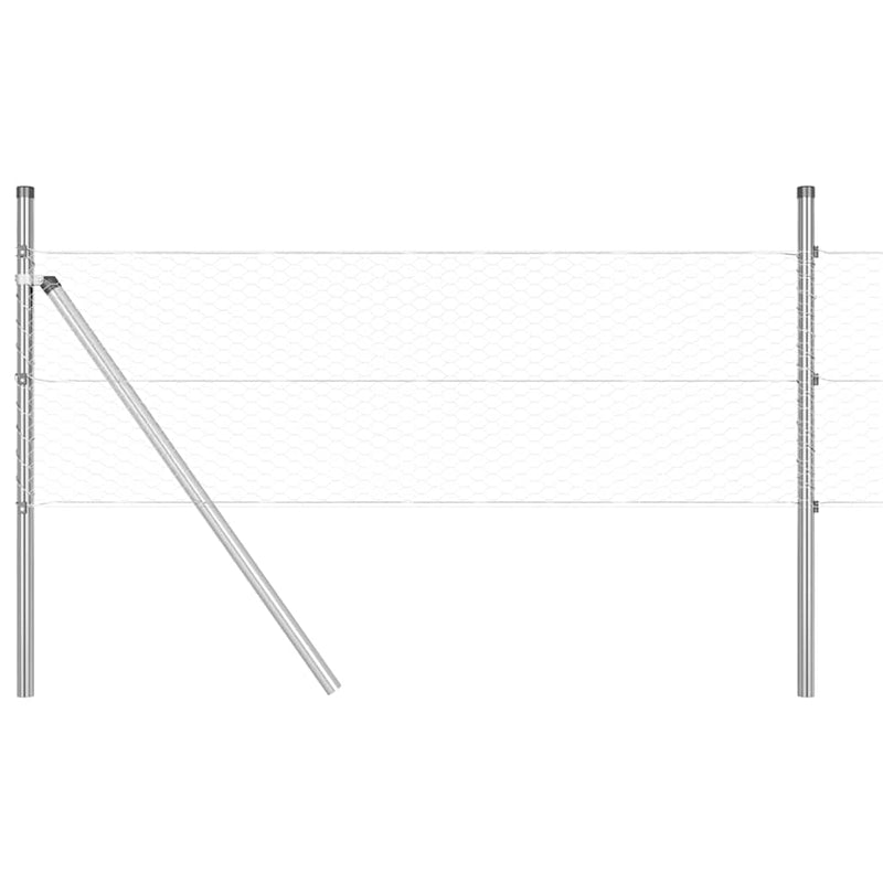 vidaXL Kerítés oszlopokkal Ezüst 0.8 x 25 m PVC-bevonatos acél