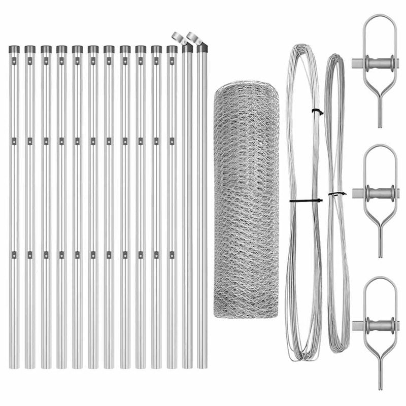 vidaXL Kerítés oszlopokkal Ezüst 0.8 x 25 m PVC-bevonatos acél