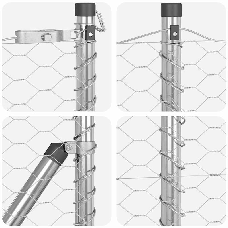 vidaXL Kerítés oszlopokkal Ezüst 0.8 x 25 m PVC-bevonatos acél