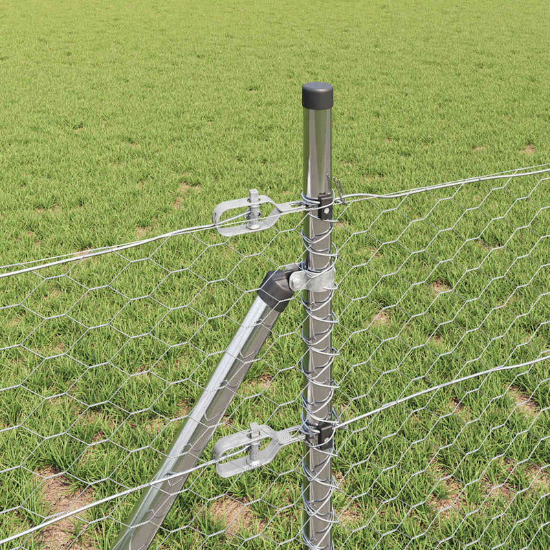 vidaXL Kerítés oszlopokkal Ezüst 0.8 x 25 m PVC-bevonatos acél