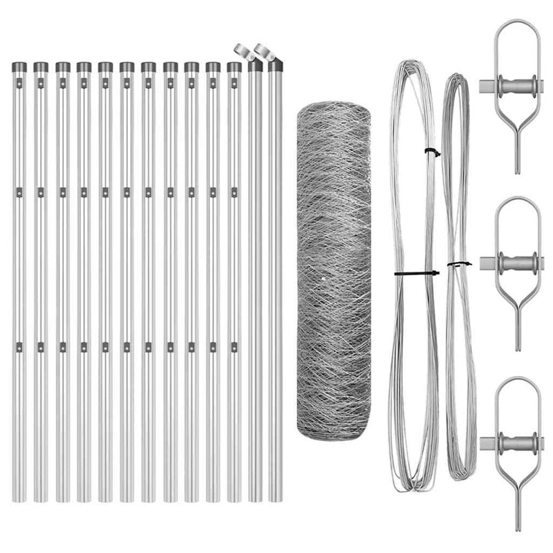 vidaXL Kerítés oszlopokkal Ezüst 0.8 x 25 m PVC-bevonatos acél