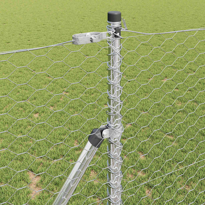 vidaXL Kerítés oszlopokkal Ezüst 1 x 25 m PVC-bevonatos acél