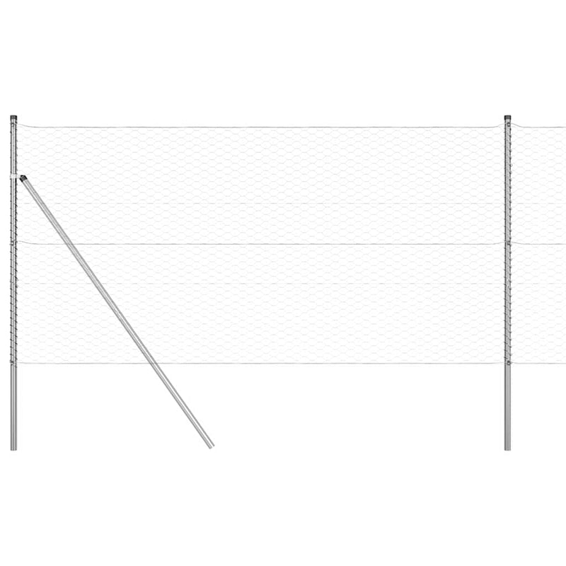 vidaXL Kerítés oszlopokkal Ezüst 1 x 25 m PVC-bevonatos acél