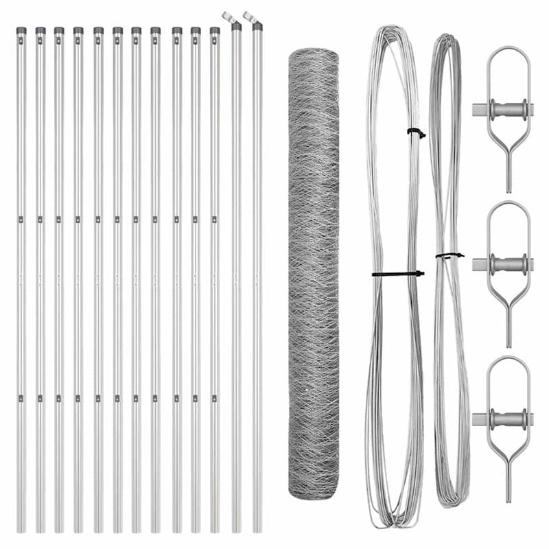vidaXL Kerítés oszlopokkal Ezüst 1 x 25 m PVC-bevonatos acél