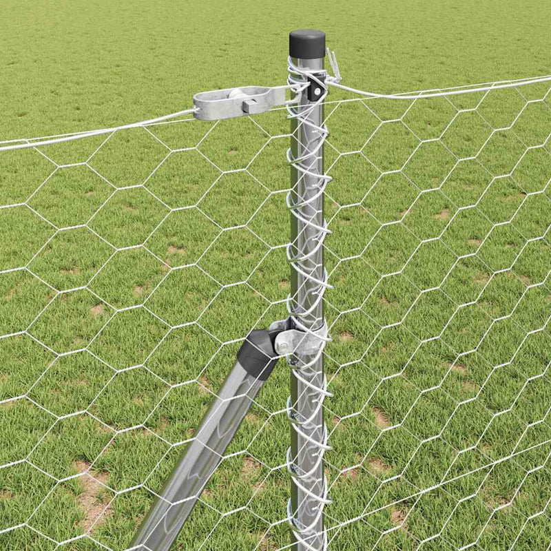 vidaXL Kerítés oszlopokkal Ezüst 1.2 x 25 m PVC-bevonatos acél