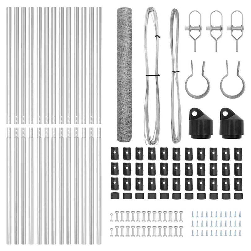 vidaXL Kerítés oszlopokkal Ezüst 1.4 x 25 m PVC-bevonatos acél