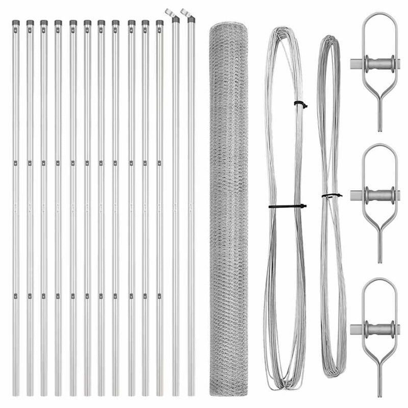 vidaXL Kerítés oszlopokkal Ezüst 1.5 x 25 m PVC-bevonatos acél