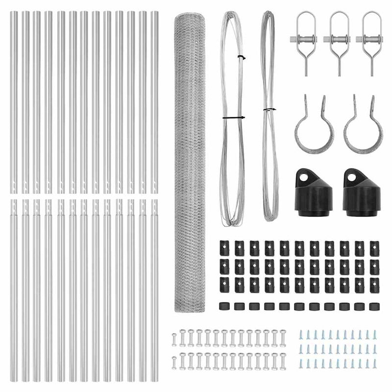 vidaXL Kerítés oszlopokkal Ezüst 1.5 x 25 m PVC-bevonatos acél