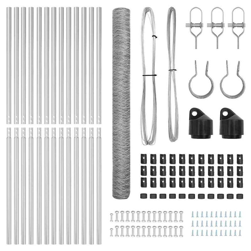 vidaXL Kerítés oszlopokkal Ezüst 1.5 x 25 m PVC-bevonatos acél