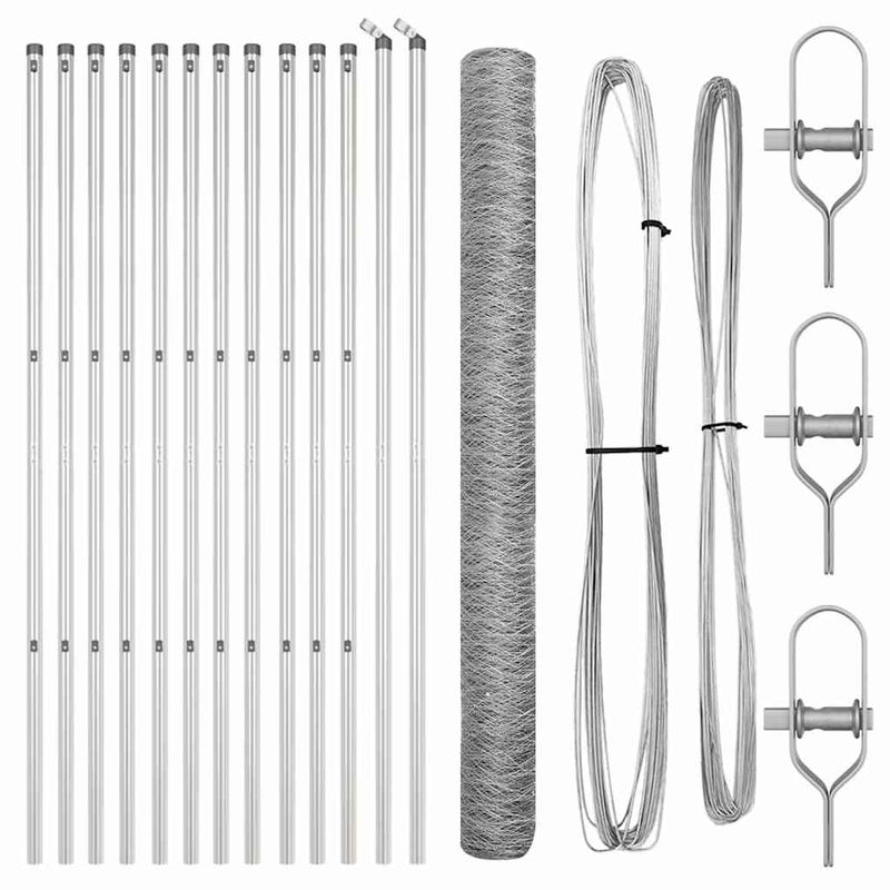 vidaXL Kerítés oszlopokkal Ezüst 1.6 x 25 m PVC-bevonatos acél
