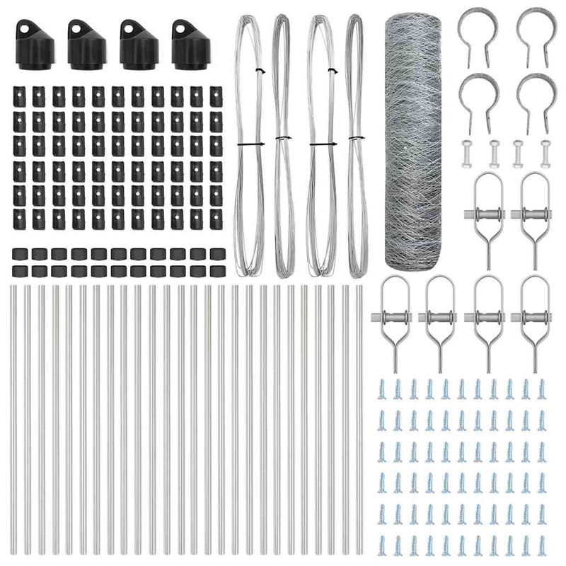 vidaXL Kerítés oszlopokkal Ezüst 0.6 x 50 m PVC-bevonatos acél