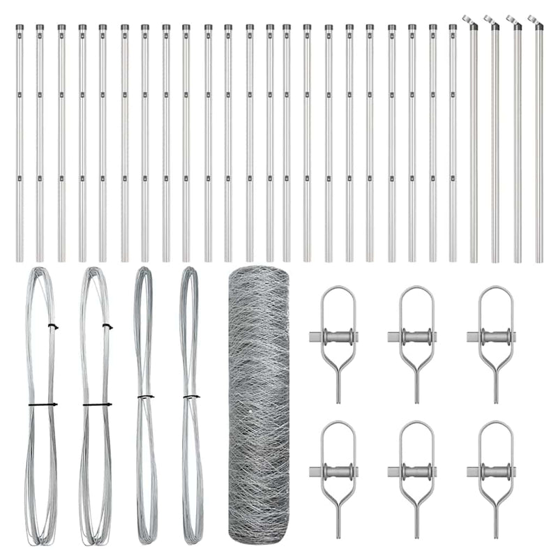 vidaXL Kerítés oszlopokkal Ezüst 0.6 x 50 m PVC-bevonatos acél