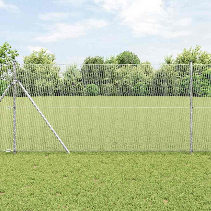 vidaXL Kerítés oszlopokkal Ezüst 1.2 x 50 m PVC-bevonatos acél