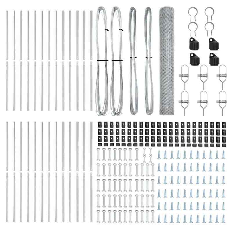 vidaXL Kerítés oszlopokkal Ezüst 1.2 x 50 m PVC-bevonatos acél