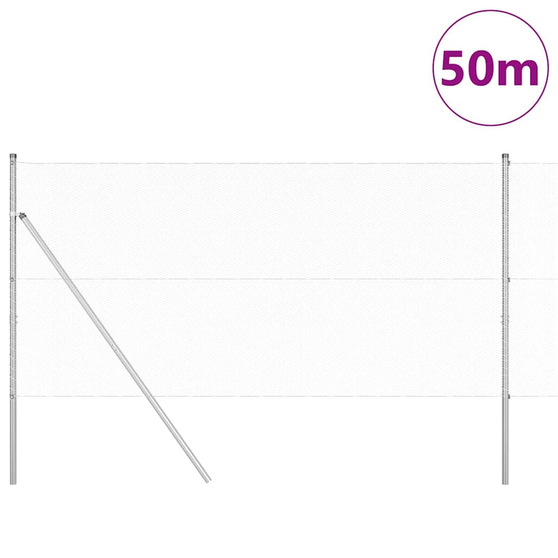 vidaXL Kerítés oszlopokkal Ezüst 1.4 x 50 m PVC-bevonatos acél