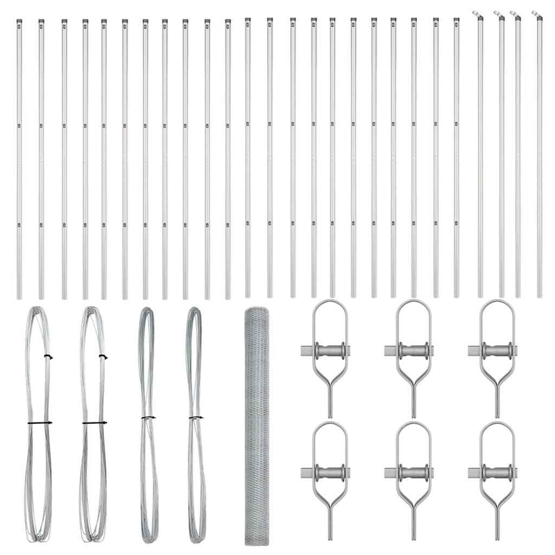 vidaXL Kerítés oszlopokkal Ezüst 1.5 x 50 m PVC-bevonatos acél