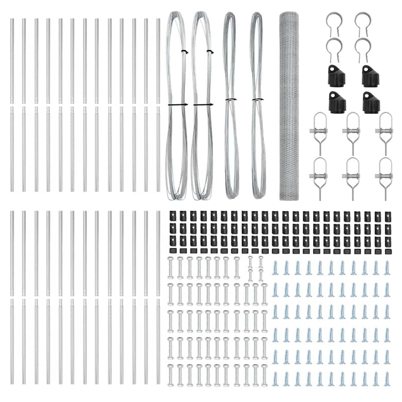 vidaXL Kerítés oszlopokkal Ezüst 1.5 x 50 m PVC-bevonatos acél
