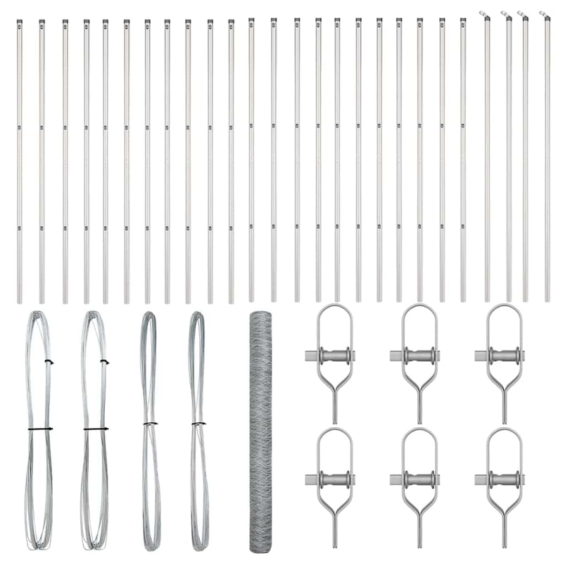 vidaXL Kerítés oszlopokkal Ezüst 1.5 x 50 m PVC-bevonatos acél