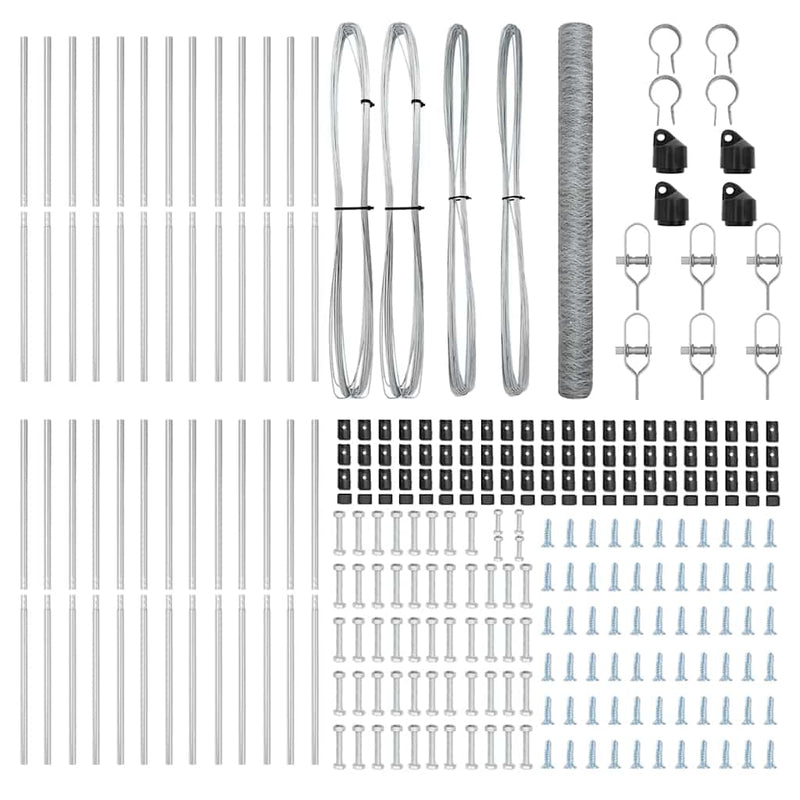vidaXL Kerítés oszlopokkal Ezüst 1.6 x 50 m PVC-bevonatos acél