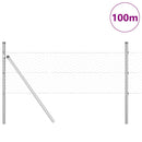 vidaXL Kerítés oszlopokkal Ezüst 0.5 x 100 m PVC-bevonatos acél