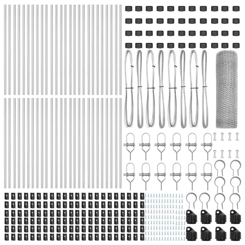 vidaXL Kerítés oszlopokkal Ezüst 0.8 x 100 m PVC-bevonatos acél