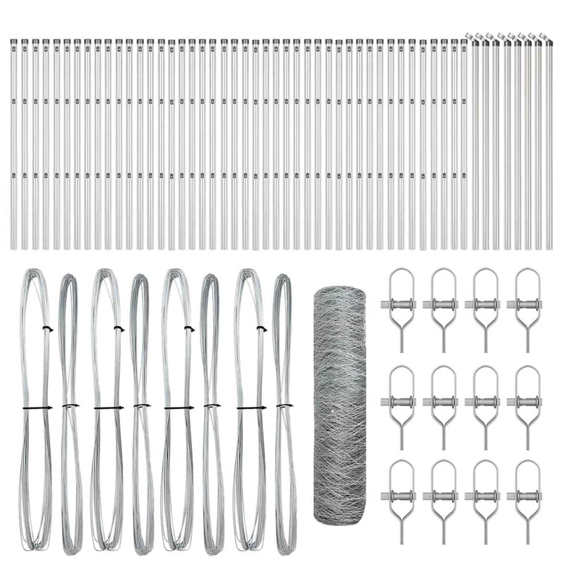 vidaXL Kerítés oszlopokkal Ezüst 0.8 x 100 m PVC-bevonatos acél