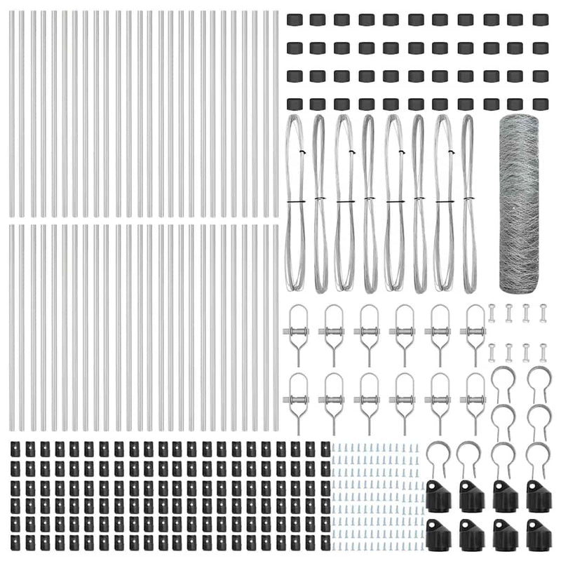 vidaXL Kerítés oszlopokkal Ezüst 0.8 x 100 m PVC-bevonatos acél