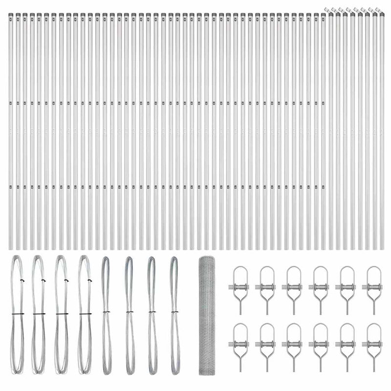 vidaXL Kerítés oszlopokkal Ezüst 1.2 x 100 m PVC-bevonatos acél