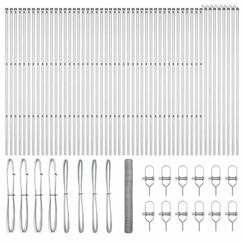 vidaXL Kerítés oszlopokkal Ezüst 1.2 x 100 m PVC-bevonatos acél