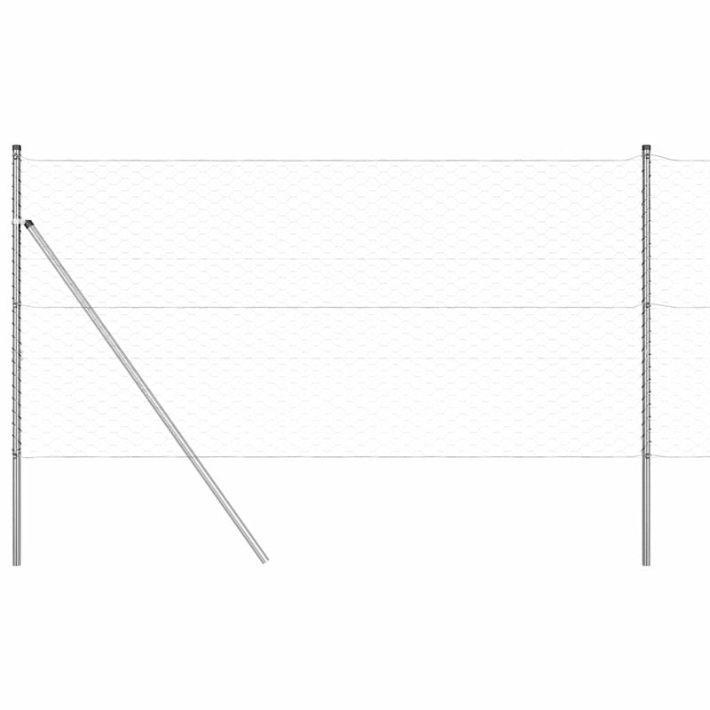 vidaXL Kerítés oszlopokkal Ezüst 1.4 x 100 m PVC-bevonatos acél