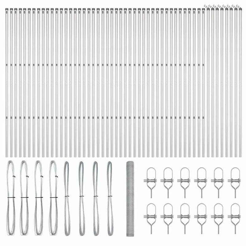 vidaXL Kerítés oszlopokkal Ezüst 1.5 x 100 m PVC-bevonatos acél