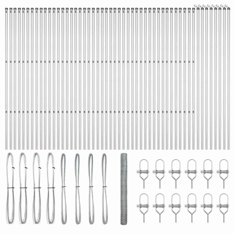 vidaXL Kerítés oszlopokkal Ezüst 1.6 x 100 m PVC-bevonatos acél
