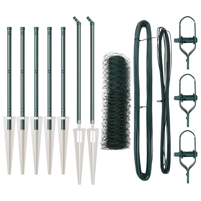 vidaXL Kerítés oszlopokkal Zöld 0.5 x 10 m PVC-bevonatos acél