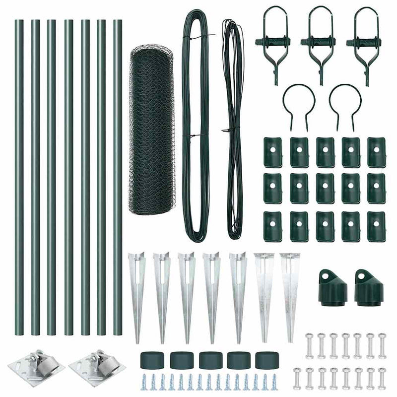 vidaXL Kerítés oszlopokkal Zöld 0,6 x 10 m PVC-bevonatos acél