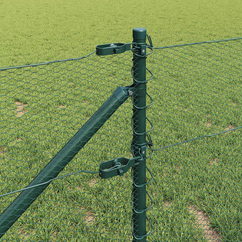 vidaXL Kerítés oszlopokkal Zöld 0.8 x 10 m PVC-bevonatos acél