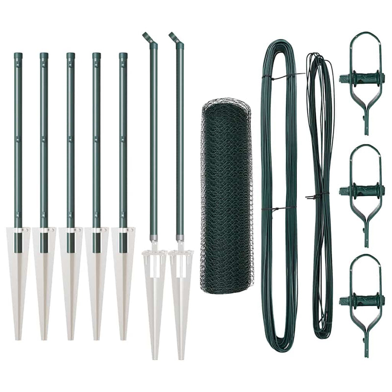 vidaXL Kerítés oszlopokkal Zöld 0.8 x 10 m PVC-bevonatos acél