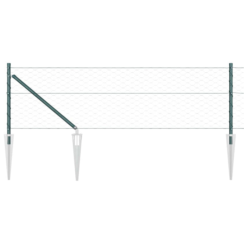 vidaXL Kerítés oszlopokkal Zöld 0.8 x 10 m PVC-bevonatos acél