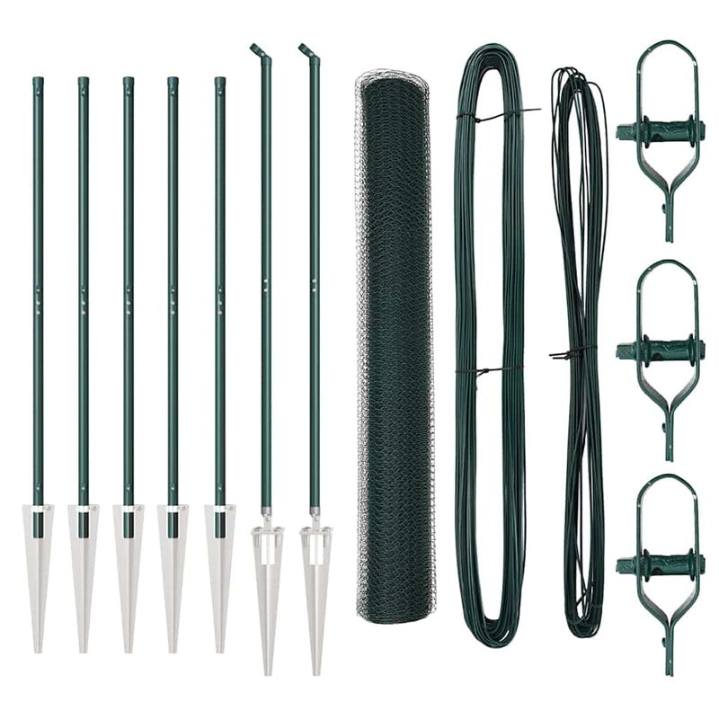 vidaXL Kerítés oszlopokkal Zöld 1 x 10 m PVC-bevonatos acél