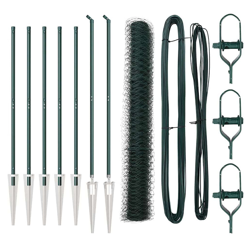 vidaXL Kerítés oszlopokkal Zöld 1 x 10 m PVC-bevonatos acél